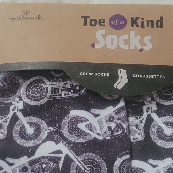 Hallmark Toe of a Kind Crew Socks  Motorcycle Biker Pattern OSFM New - Picture 7 of 9